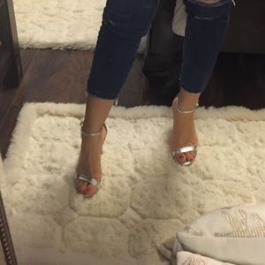 Almost new silver snake heels